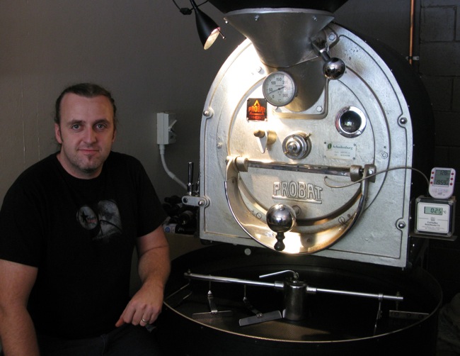 Marty next to the roaster